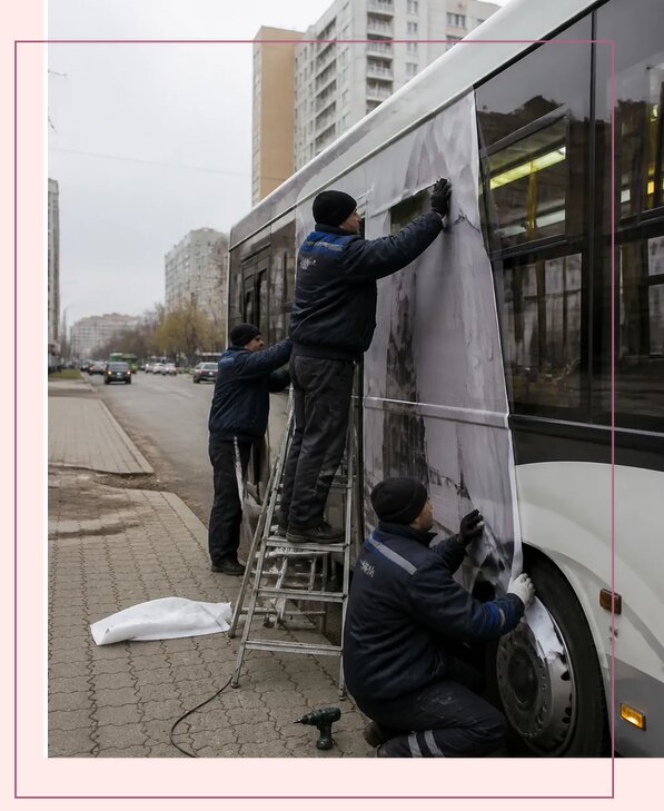 Изготовление и монтаж рекламы на автобусах в Камышине